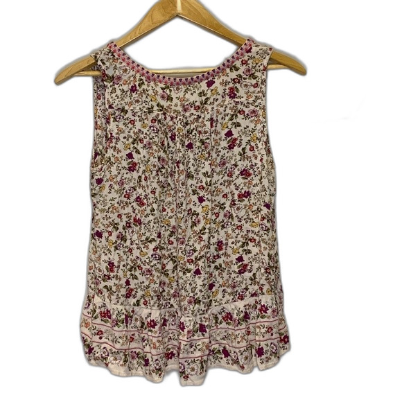 Patrons of Peace Floral Tank Top - Pink and Cream - Picture 3 of 7